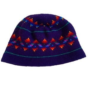Handmade Knit Purple and Orange Bucket Kufi Kids Hat